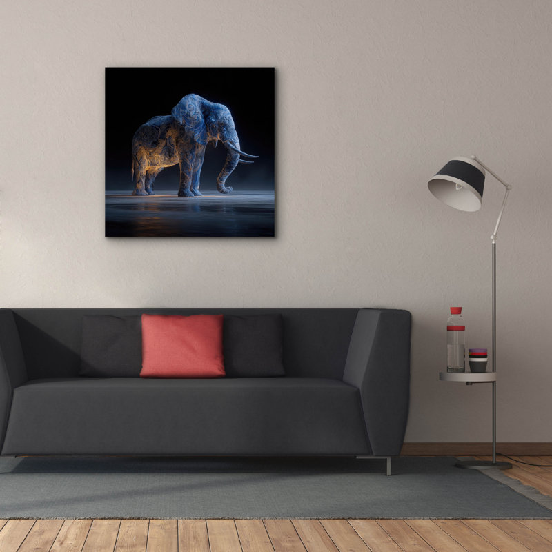  «Magestic Moonlight Elephant» par Ann Klee, art mural sur toile, 37 po x 37 po, H 37 po x l 37 po