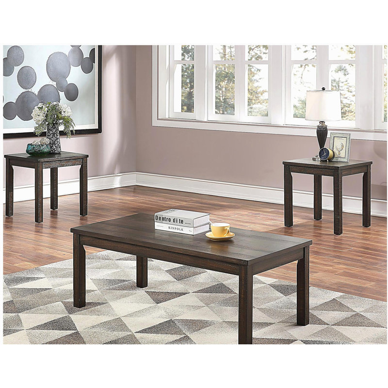 Mobilier de salon 1 table basse et 2 tables de bout couleur espresso Classic Classic