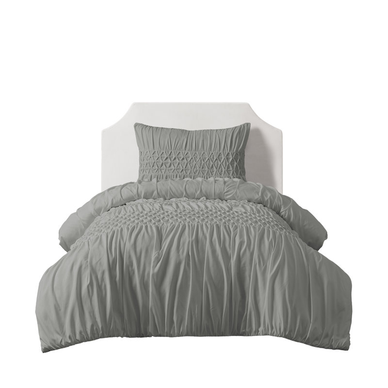 Ensemble d'édredon réversible texturé 2 pièces Ash, Lit simple, 2, Gris