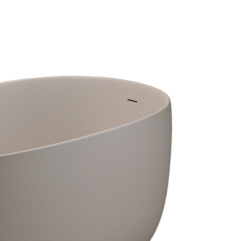 Baignoire de trempage en pierre autoportante 51 po moderne à surface solide avec trop-plein et bonde escamotable, Beige