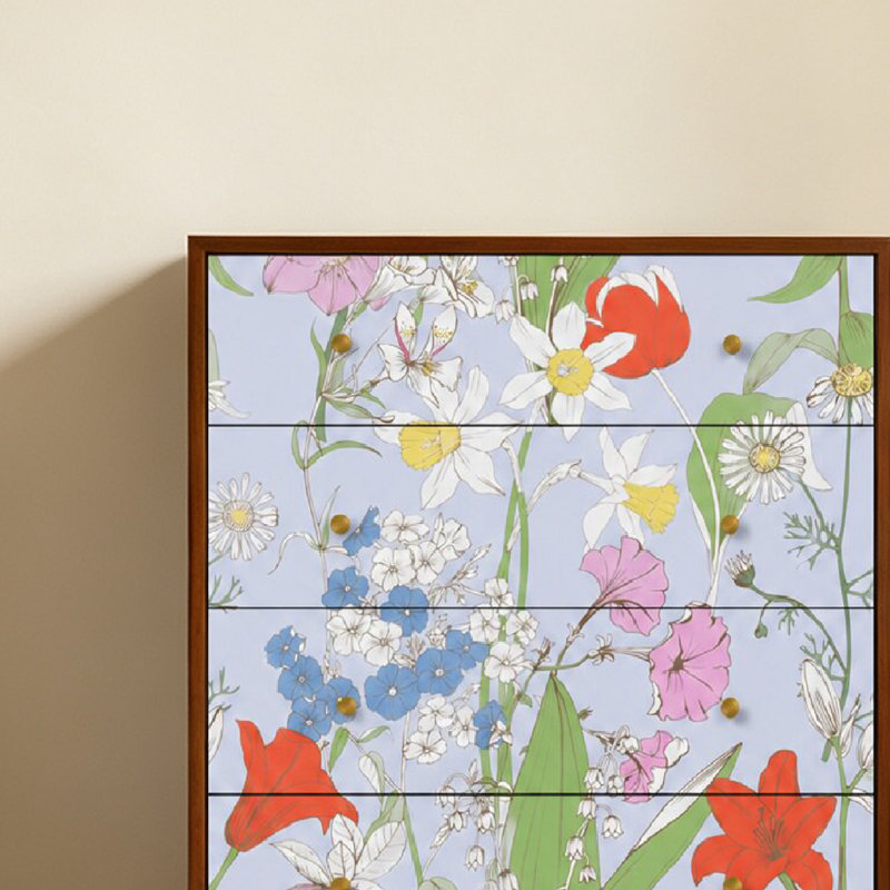 Armoire de rangement à motif floral de style français, Noyer