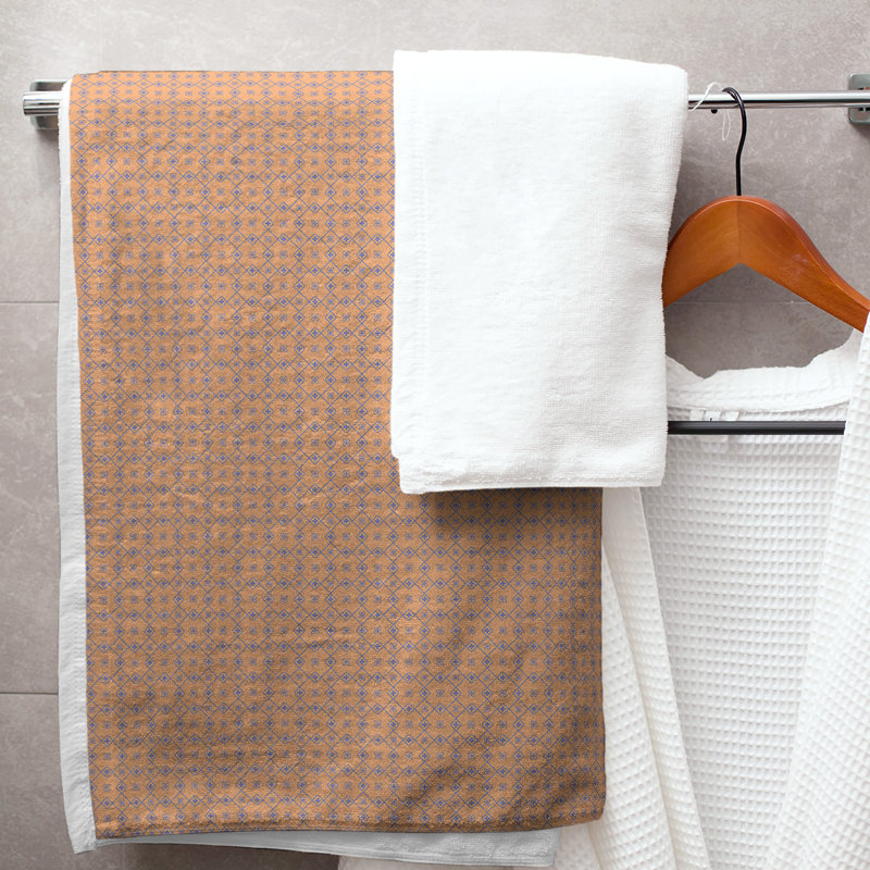 Katelyn Elizabeth Cotton Blend Bath Towel, Orange/ Blue