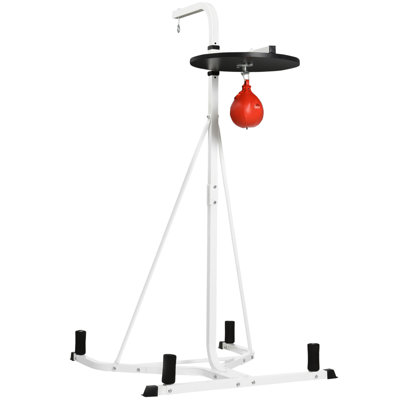 Support pour sac de frappe, hauteur réglable avec base lestée, blanc
