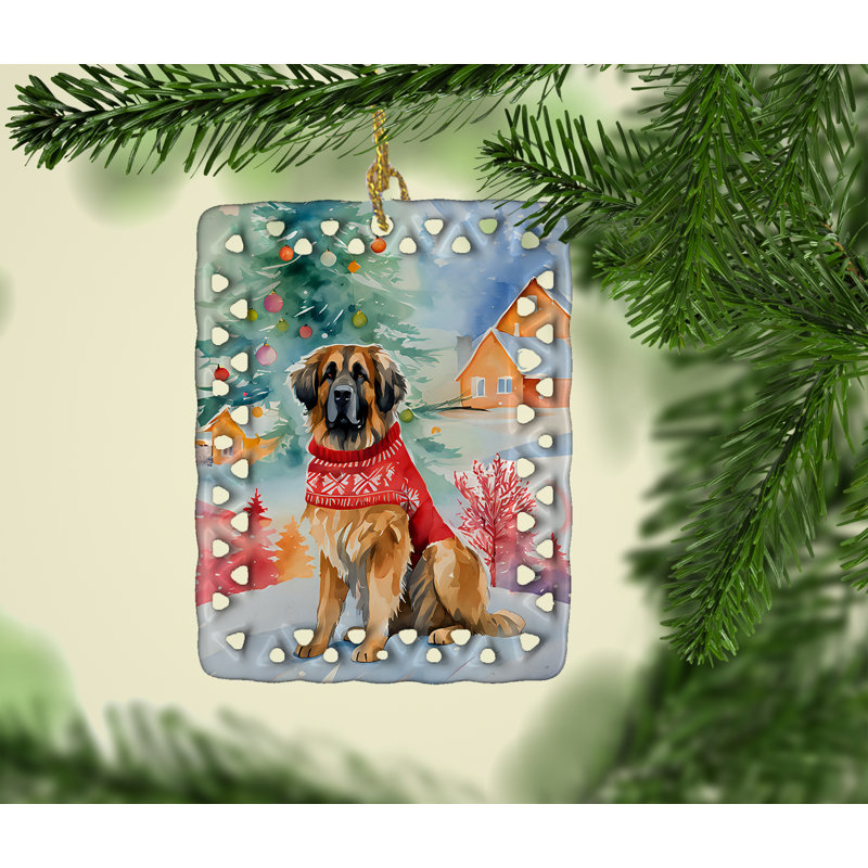Ornement en porcelaine de Noël Leonberger, Leonberger 3511