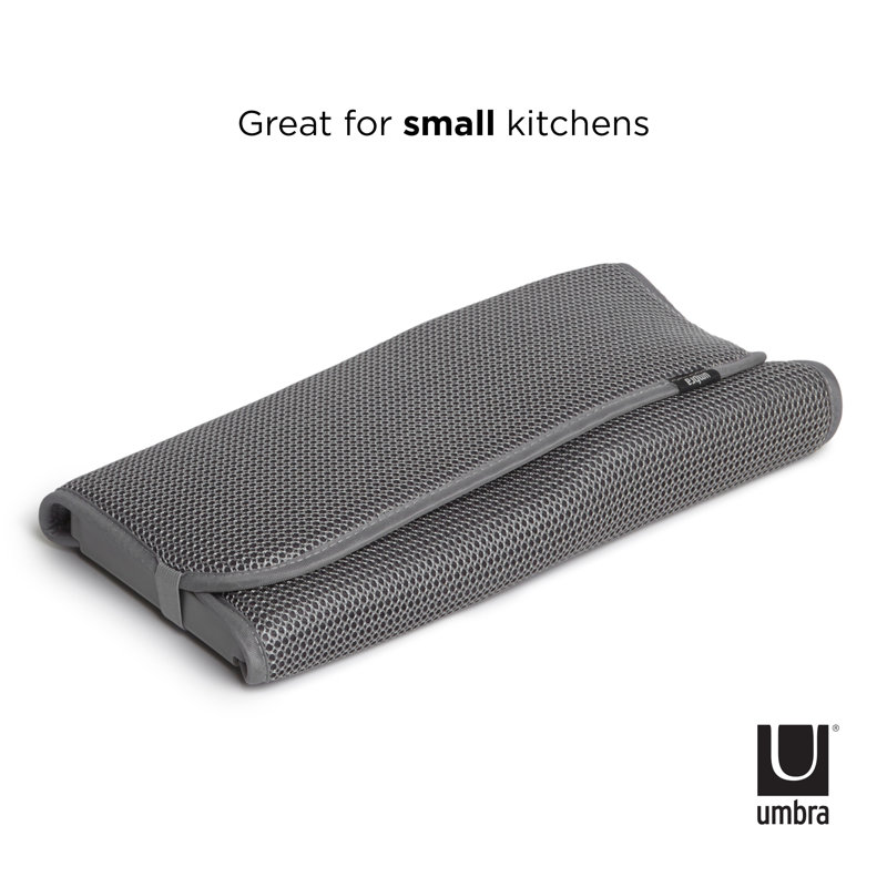 Charcoal Foldable Microfiber Dish Drying Rack with Mat
