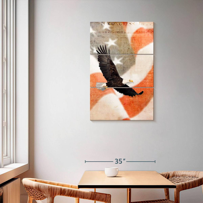 Brampt US Flag Bald Eagle, 57" H x 36" W