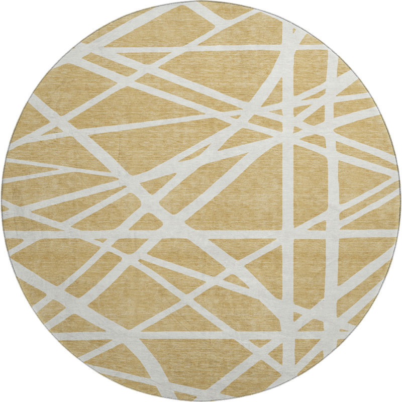 Tapis géométrique de qualité supérieure lavable à la machine Cossette AMF1040, Rond 8 pi