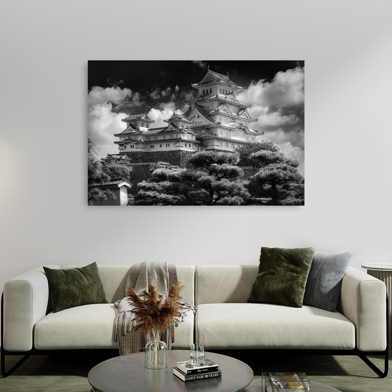 «Majestic Japanese Castle Dramatic Serene Traditional Architecture Landscape», reproduction d'art mural, H 40 po x l 60 po