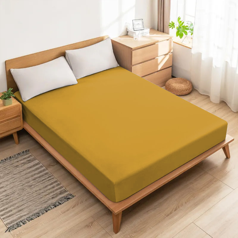 Lall Microfiber Brushed 25cm Deep Fitted Bed Sheet, Super King (6'), Yellow