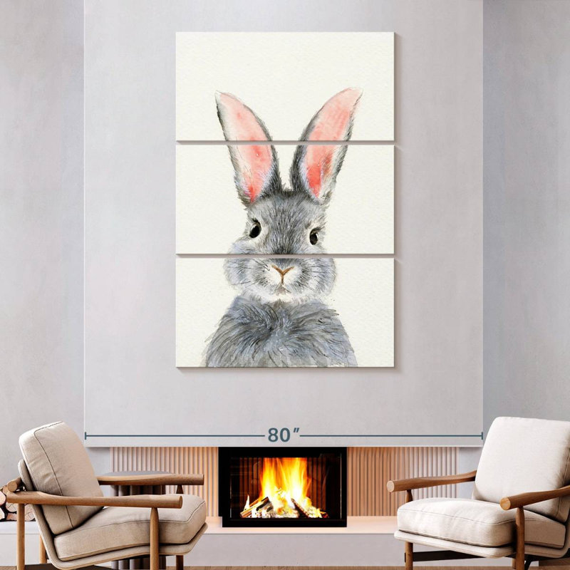 Brampt Fluffy Gray Bunny, 74" H x 48" W
