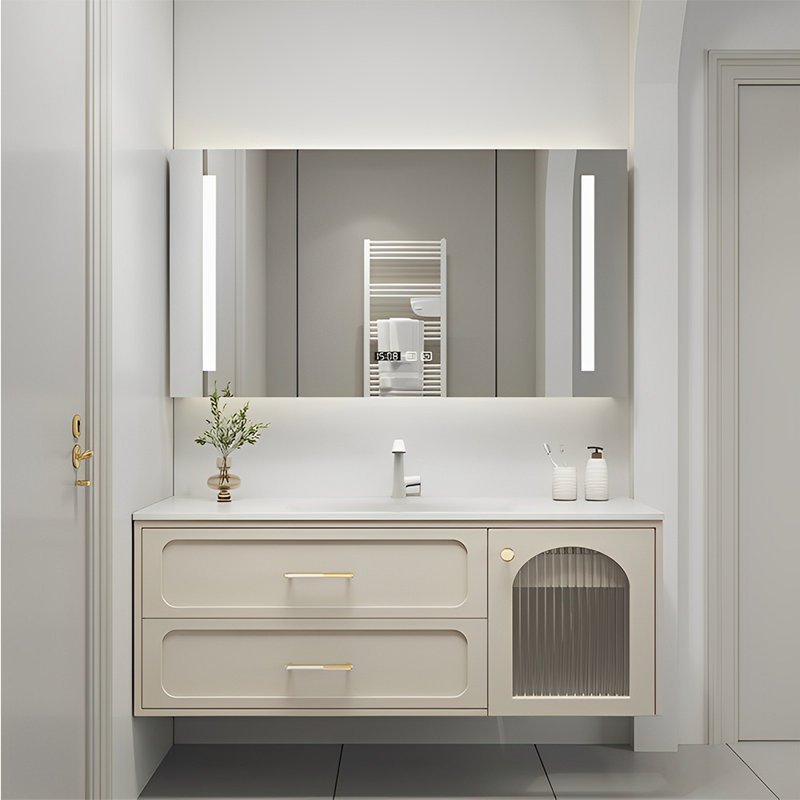 Simple exquisite bathroom cabinet, 47.24", Beige