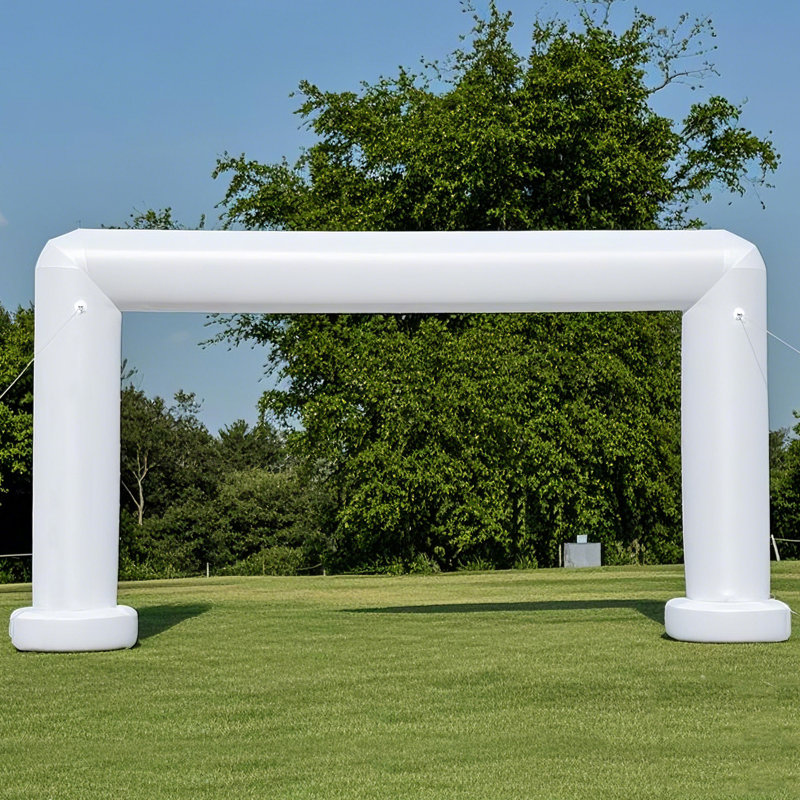 Arche gonflable Wellcomer de 20 pi avec ventilateur intégré, arche carrée recommandée pour les courses, les marathons, les fêtes et les fêtes - Blanc 