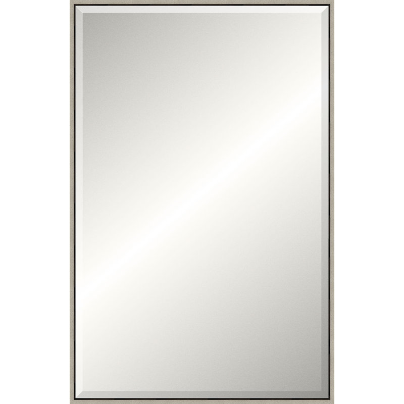 Floater 1 Solid Wood Beveled Mirror, Rectangle, Gray, 49.25" x 37.25"