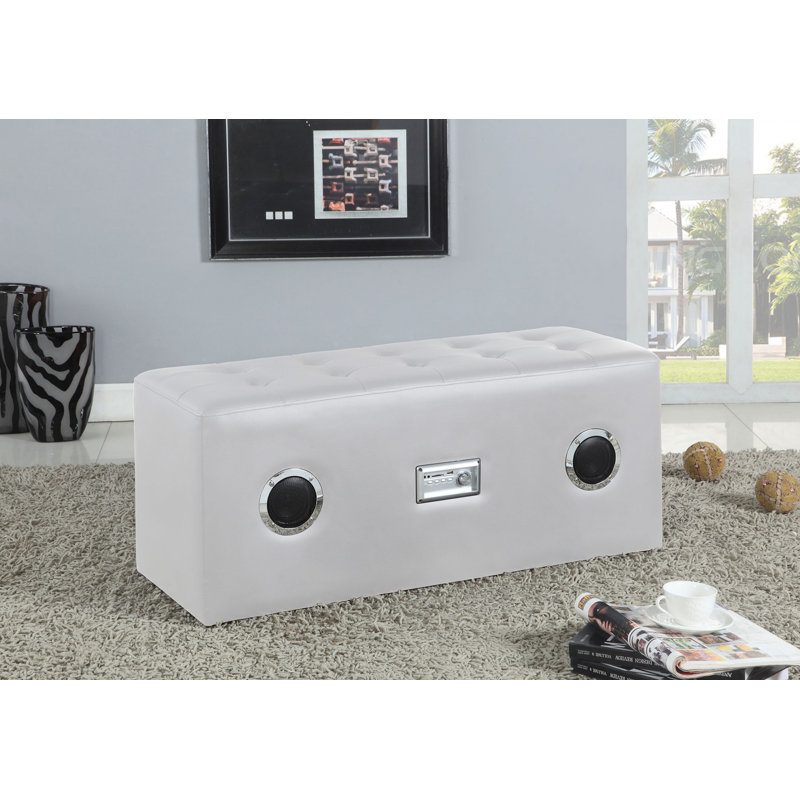 Banc en similicuir Chacon, Blanc