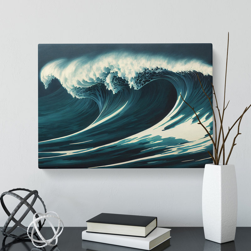 The Futuristic Ocean Wave - Wrapped Canvas Print, 35cm H x 50cm W x 3cm D