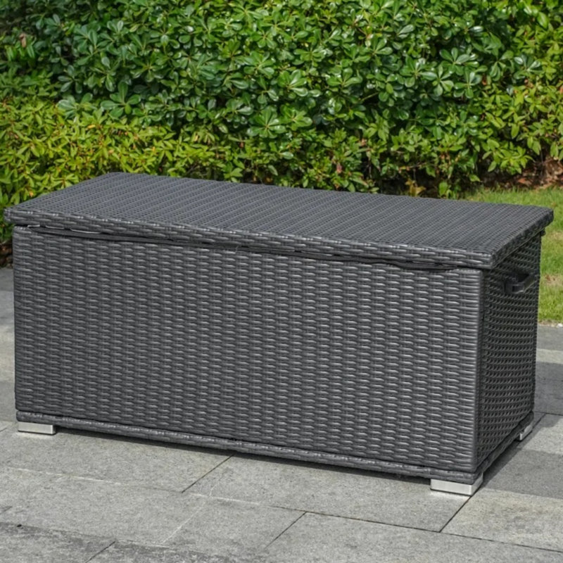 Moda Furnishings Water Resistant Metal Lockable Deck Box, 22" H x 48" W x 22" D, Black