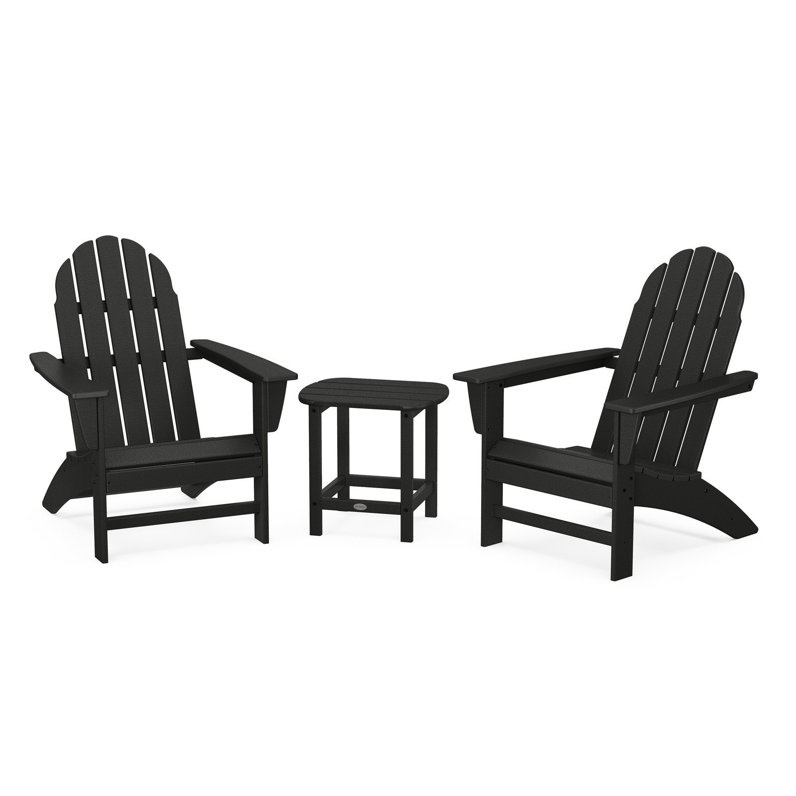 Vineyard 3-Piece Adirondack Set with South Beach 18" Side Table, Black