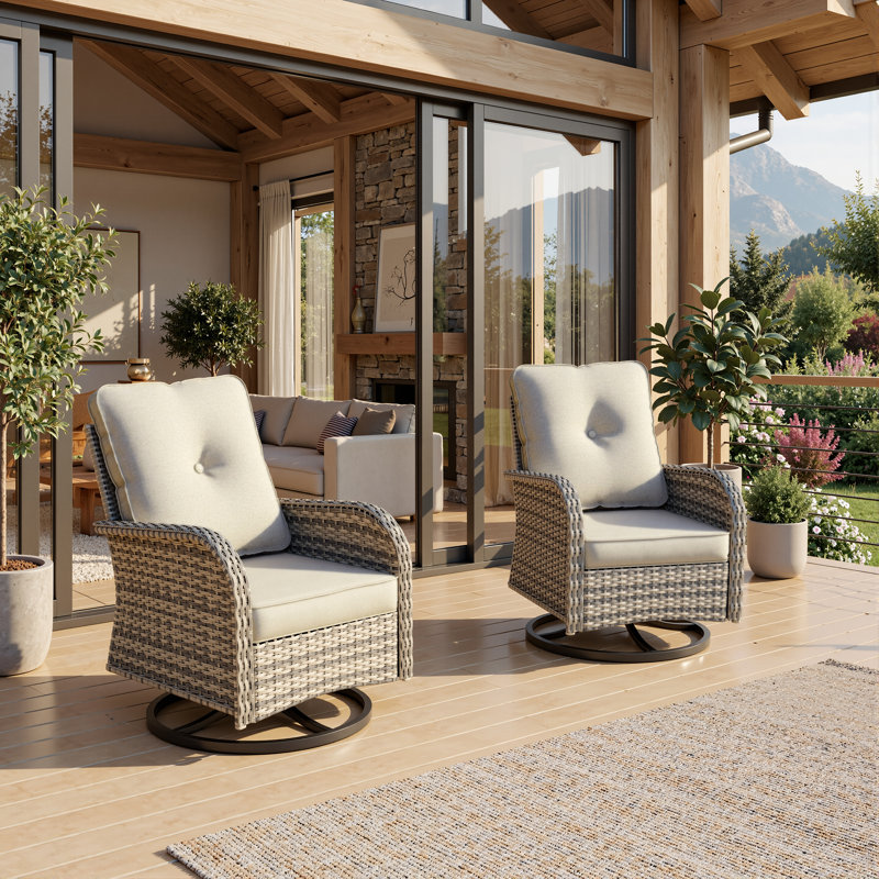 Chaises de patio à bascule pivotantes toutes saisons avec coussins, Taupe