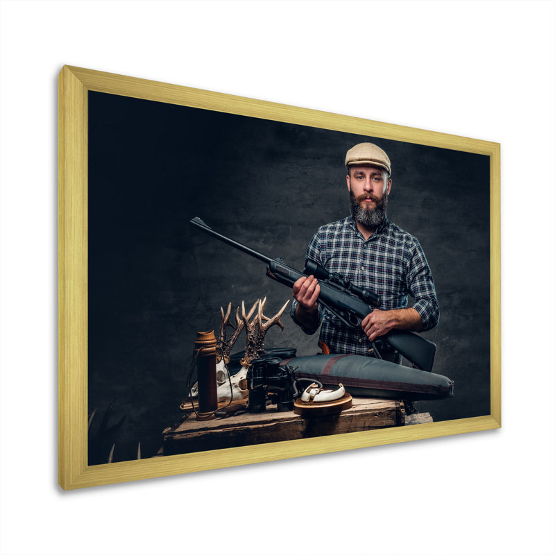 Portrait of Hunter, photographie I sur toile, Cadre doré simple, H 30 po x l 40 po x P 1,5 po
