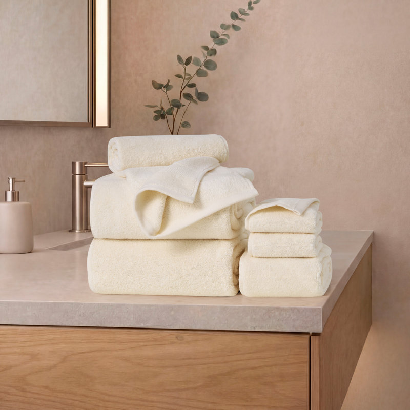French Connection Solid Dobby Bath Towels, Whisper White