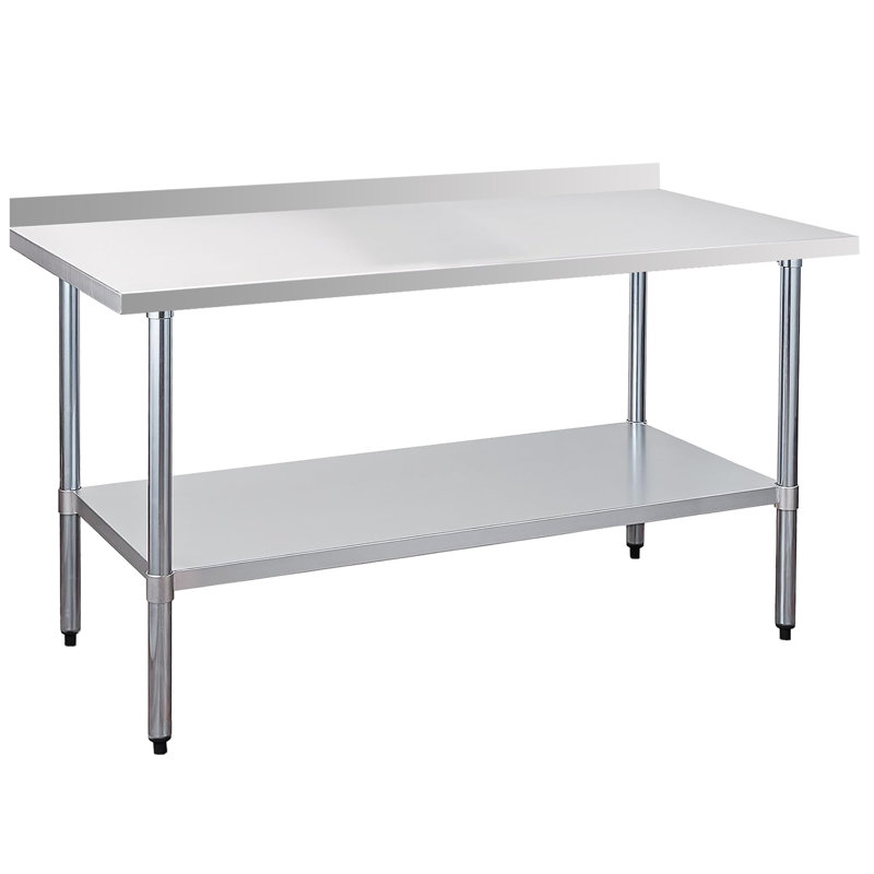 Table de travail commerciale en acier inoxydable de calibre 18 de 30 po x 60 po avec dosseret de 4 po et tablette inférieure