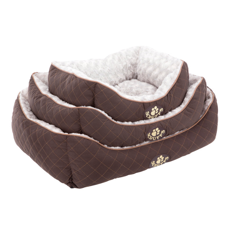 Wilton Polyester Pet Bed, Brown/White, 19cm H x 75cm W x 60cm D