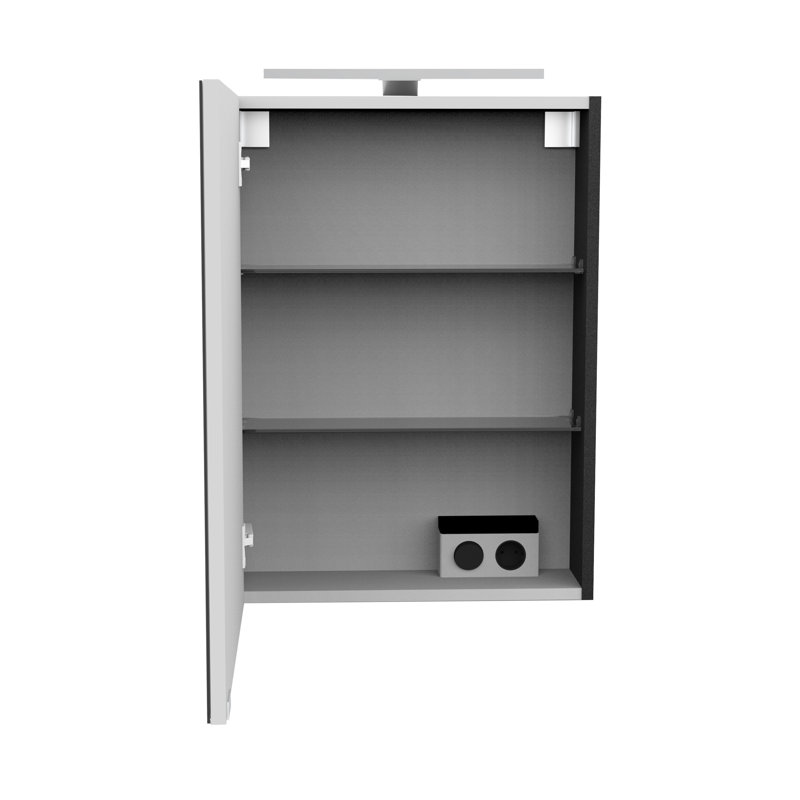 500mm W 680mm H Wall Cabinet Frameless Medicine Cabinet Mirror 2 Adjustable, Left stop, Black