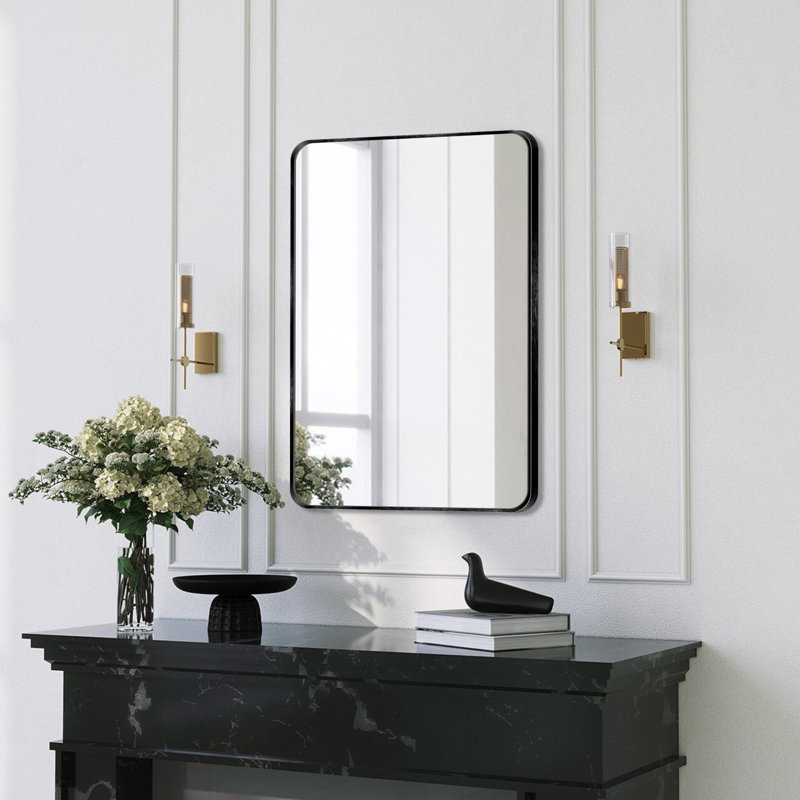 Miroir mural Viridiana, Noir brossé, 30 po x 20 po