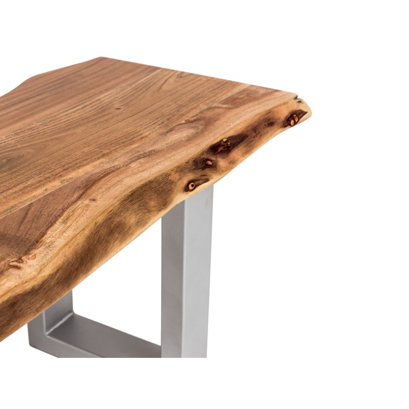 Sasheer Solid Wood Bench, Brown/Silver, 45cm H x 190cm W x 40cm D