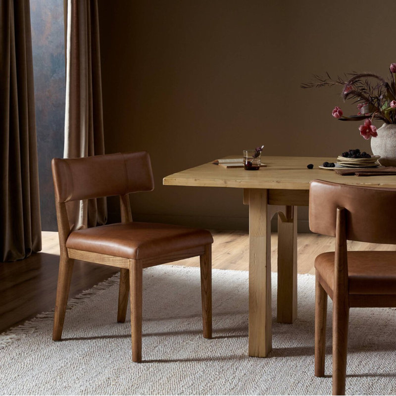 Cardell Fabric Side Chair in Alcala Nickel, Polyester Blend Beige, Natural
