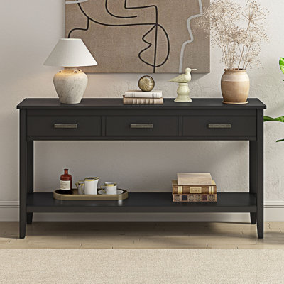 Console de table d'entrée avec tiroirs et tablette inférieure