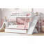 Lit superposé simple au-dessus de double avec 2 tiroirs, glissière, tablettes, échelle, lit superposé en bois d'hévéa avec glissière, tiroirs, blanc