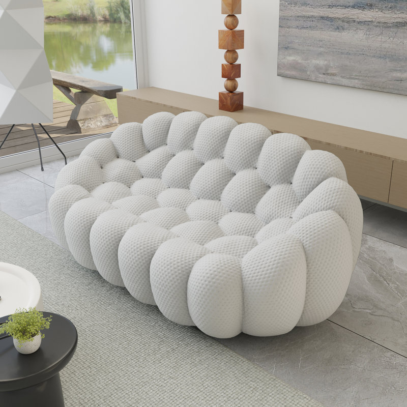 Cenie Upholstered Boneless Sofa, No Assembly Required, Light Gray, 30.71" H x 78.74" W x 42.52" D