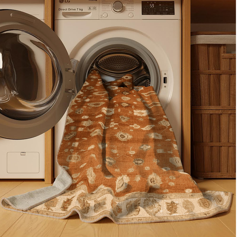 Tapis brun lavable à la machine, Rectangle 5 pi x 7 pi