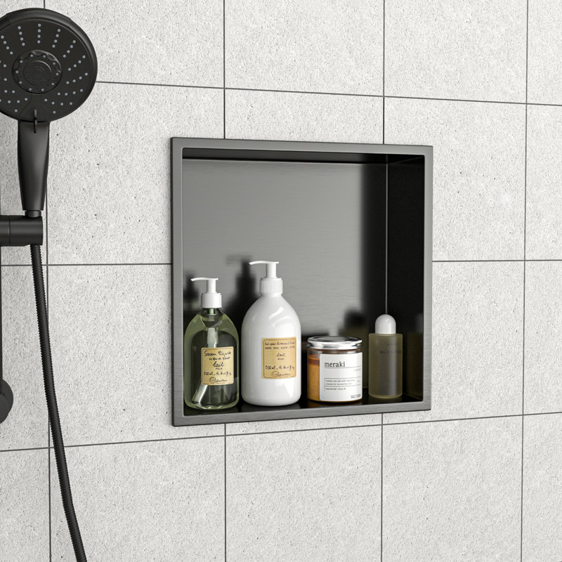 12" X 12" Stainless Steel Shower Niche, Gunmetal Black