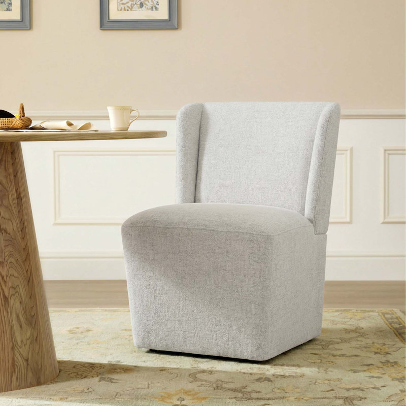  Ardeth Upholstered Side Chair with Casters, Nathan Wheat Performance Tweed