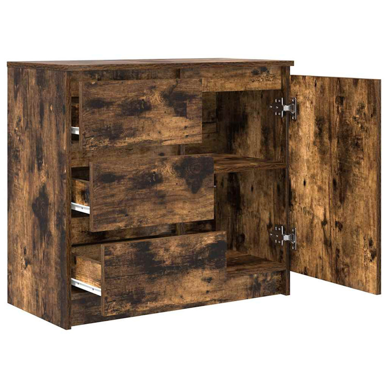 Sideboard With Drawer 71X35x65 Cm Engineered Wood, Smoked Oak