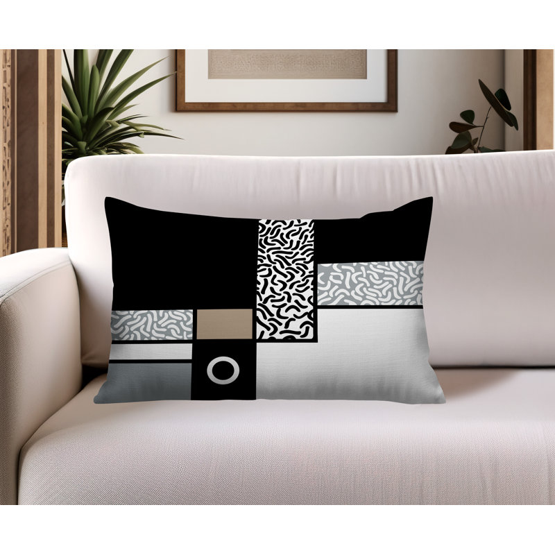 Coussin lombaire réversible intérieur / extérieur Plexa, Rectangle H 18 po x l 25 po, Noir