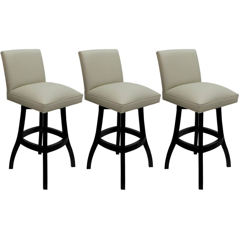 Ensemble de 3 tabourets pivotants en bois très hauts de 34 po, Siège beige / structure noire