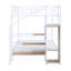 Lit superposé double en métal avec échelle de rangement latérale et garde-robe, blanc-1687928218