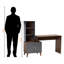 Bureau de rangement contemporain Revolve en noyer et gris foncé, H 51,8 po x l 56,5 po x P 17,49 po