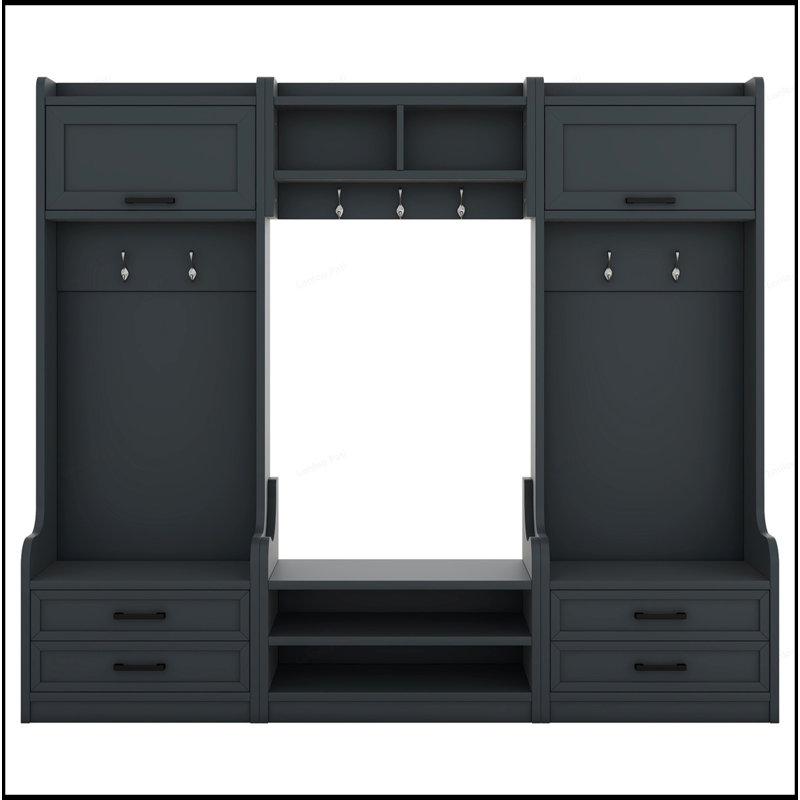 Versatile Detachable Hall Tree with Multiple Storage Options for Organized and Stylish Entryways, Dark Blue