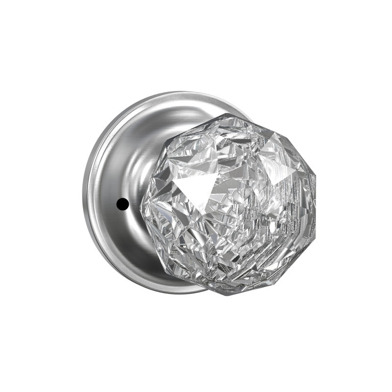 Bravura 926-0 Crystal Privacy Knob on Traditional Round Rose in Satin Nickel, Satin Black