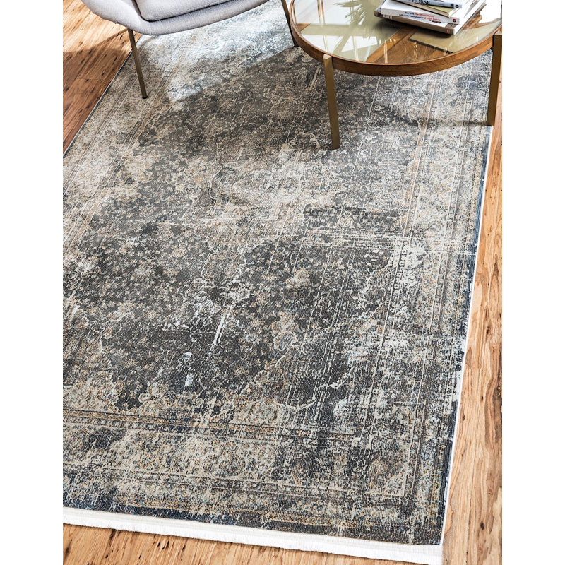 Tapis oriental gris Deatherage, Rectangle 4 pi 3 po x 6 pi