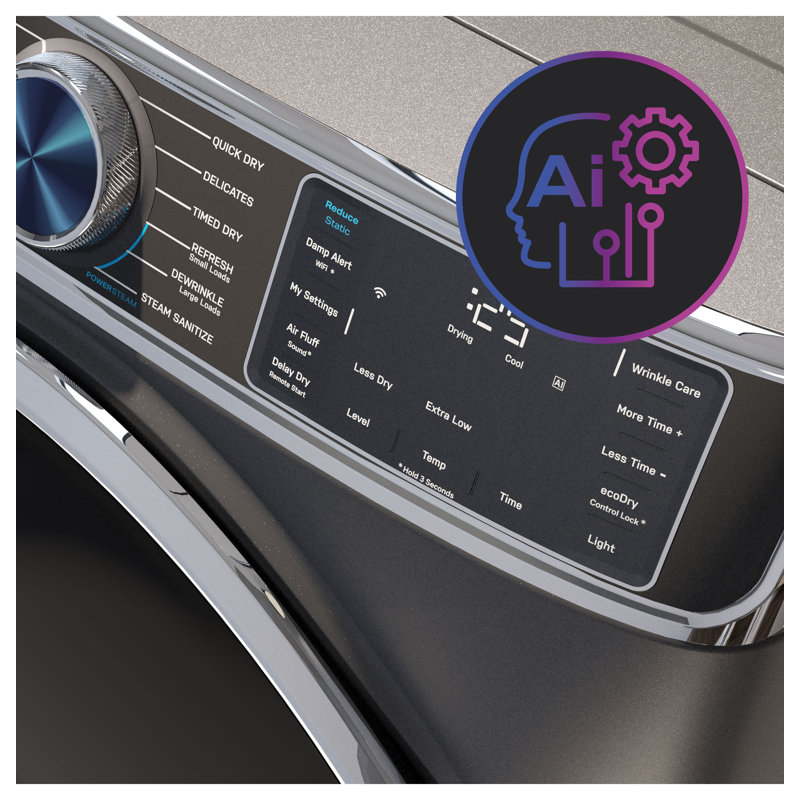 GE Profile Energy Star 7.8 Cu. Ft. Capacity Smart Front Load Gas Dryer With Steam And Sanitize Cycle, Carbon Graphite