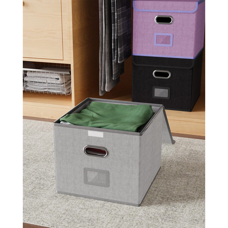 2 Pack File Organizer Box,File Box,Small File Cabinet For Letter Folders,Grey-White Portable Filing Box,Hanging File Folder Organizer Box With Lid For Office- Without Folders