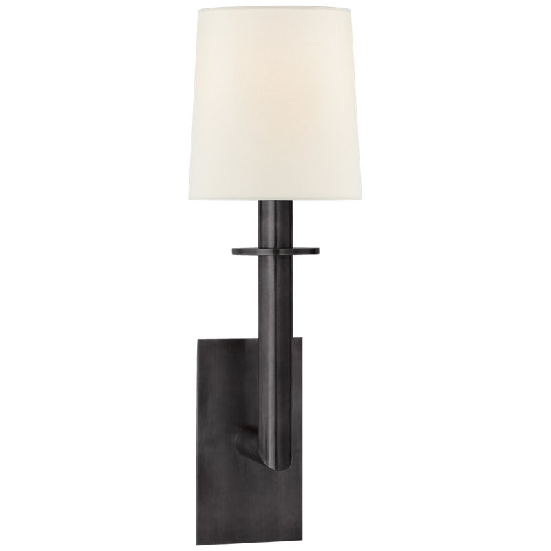 J. Randall Powers Dalston Sconce, Hand-Rubbed Antique Brass, Fabric