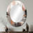 Pink Rosegold Circle Chaos IV - Large Oval Wall Mirror On Metal-91277304