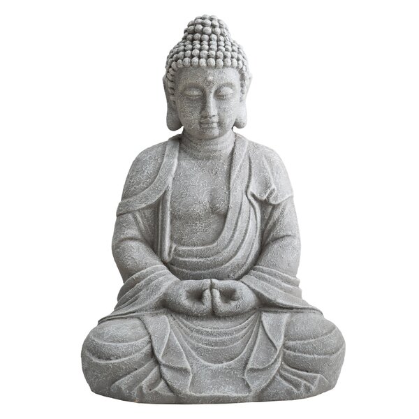 18.5 in. H Gray MgO Meditating Buddha Religious Outdoor Garden Statue