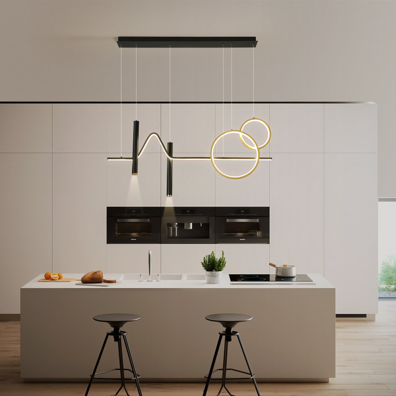 Lorisa 5 - Light Dimmable Kitchen Island Linear LED Pendant, Black/Gold